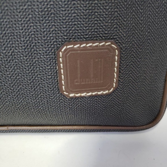 Dunhill Wristlet Pouch Men's Bag Large 9x8 Brown Logo Designer Coated Canvas - Picture 3 of 11